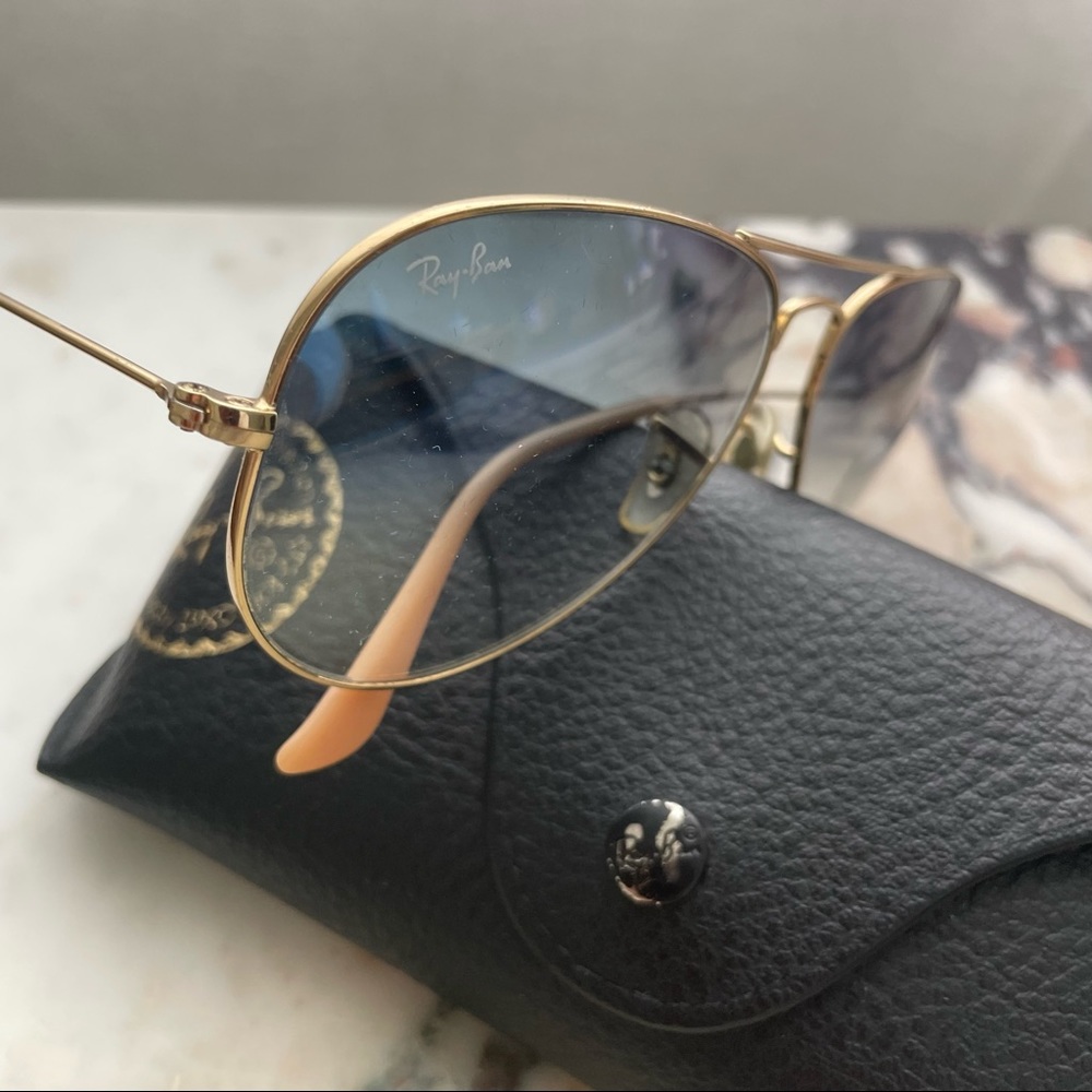 Ray-Ban Aviator Sunglasses Gold with Blue Gradient